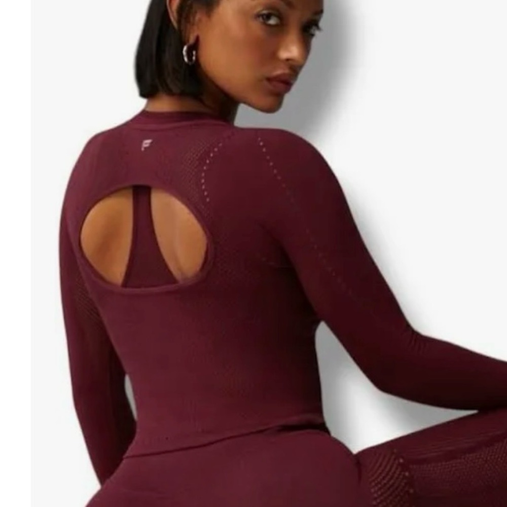 NWT Fabletics Merlot sculptknit contour long sleeve crop top sz 3XL